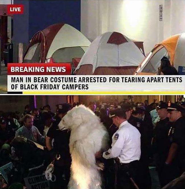 Not the usual danger one would expect when camping out for Black Friday sales