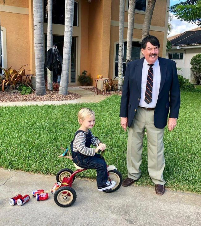 My dad and nephew as Dennis and Mr. Wilson
