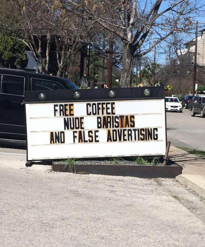 Outside a coffee shop in Austin..
