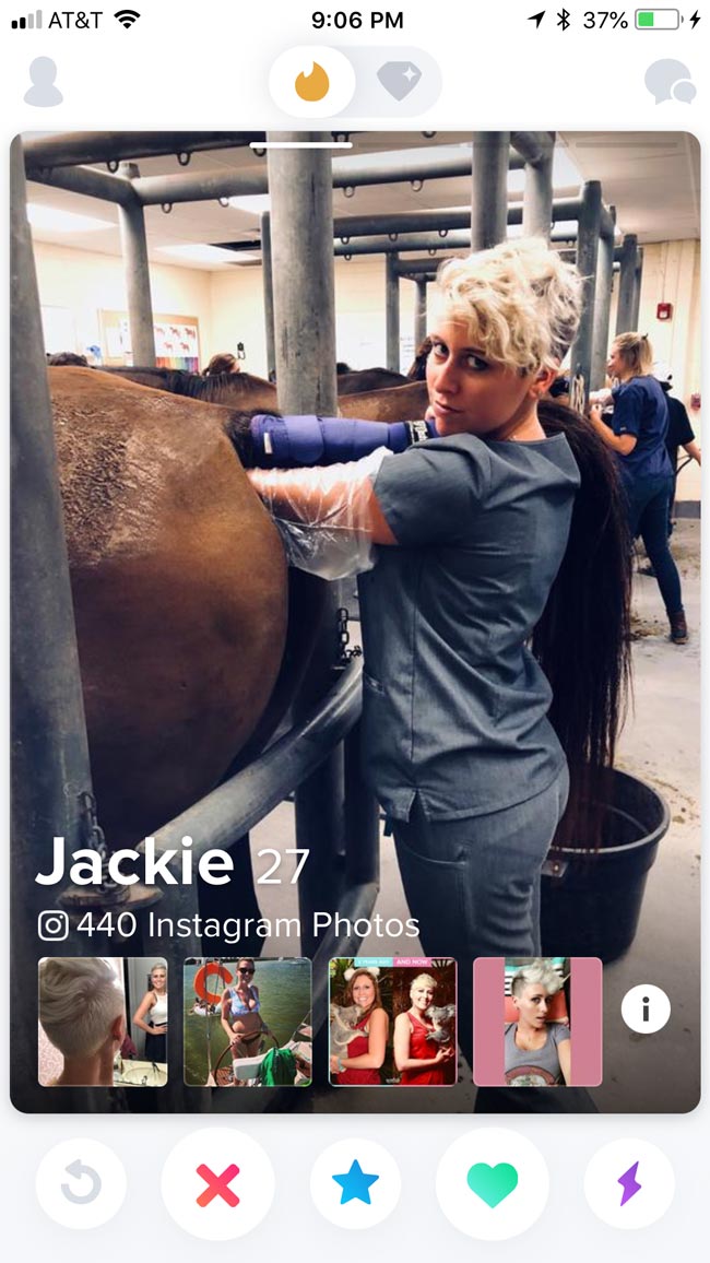 Jackie wins Tinder