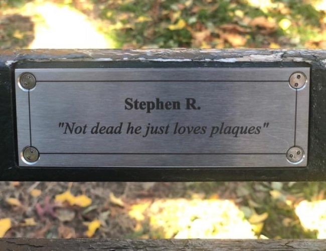 My friend Stephen replaced a plaque in Central Park