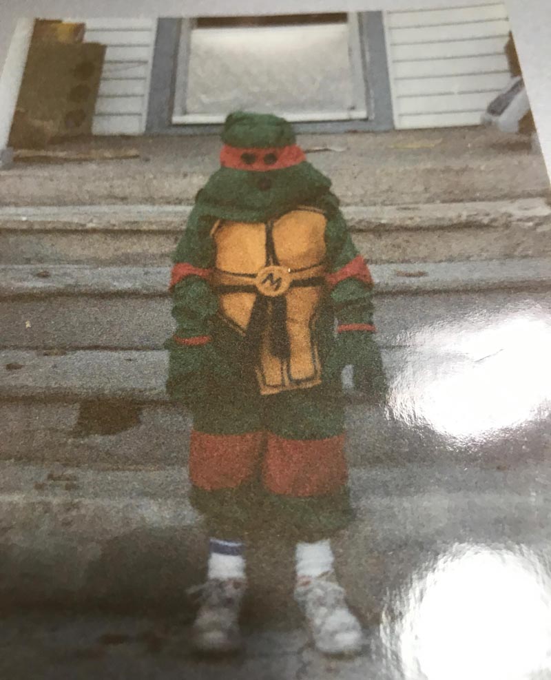 My dad was going through old photos recently, he found this picture of me on Halloween dressed as Michelangelo, my mom made this costume from scratch