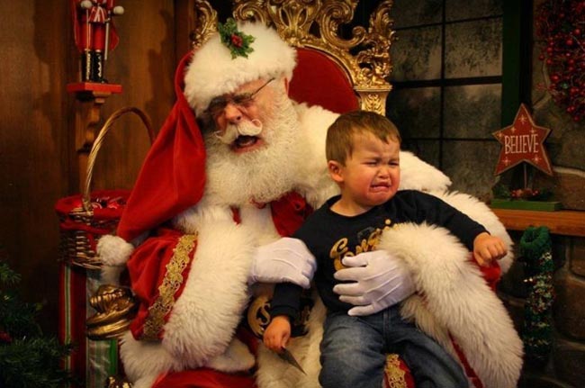 My nephew whacked Santa right in the jingle bells