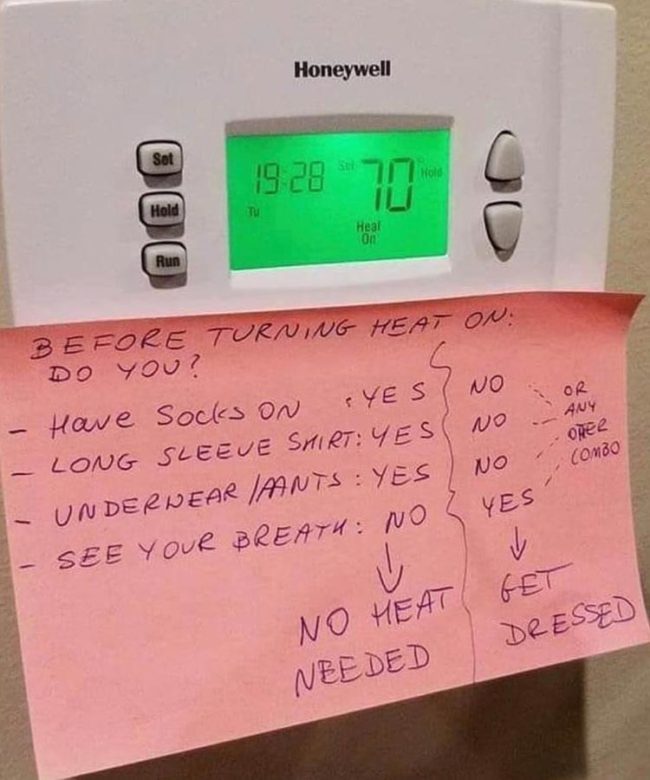 Dad's heating checklist