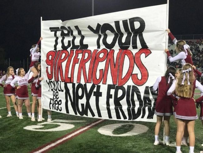 Sign at a high school football playoff game last night near New Orleans