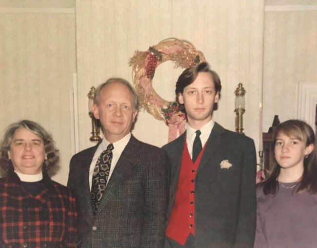 The pocket square in this old Christmas photo is a hamster