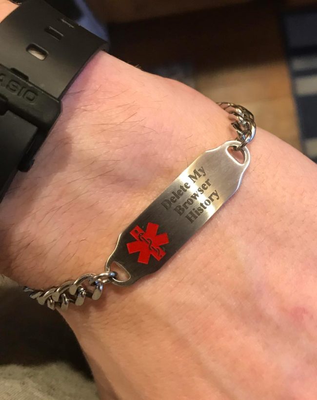 My EMT brother got me a very important medical bracelet this year
