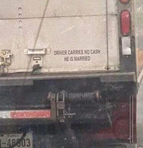 Driver carries no cash...
