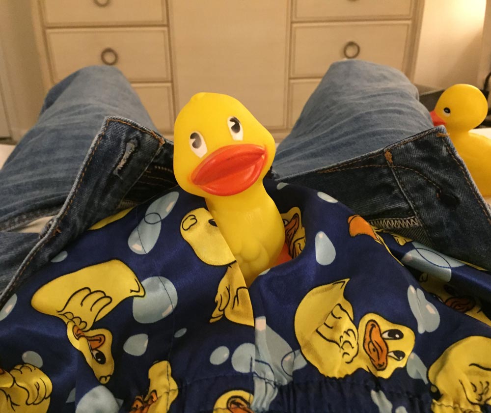 Girlfriend was curious about my new underwear, so I sent her a duck pic