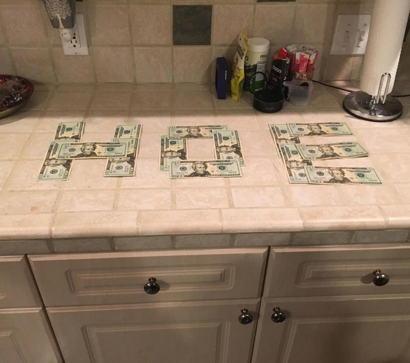 My wife leaving money for her sister