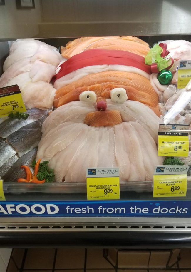 Terrifying fish Santa at my local supermarket