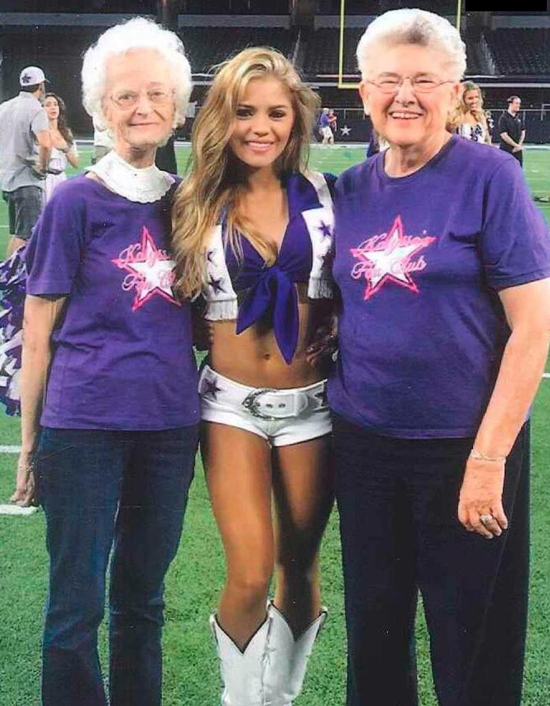 Here's a photo of a current Cowboys cheerleader with two cheerleaders from their last Superbowl Team