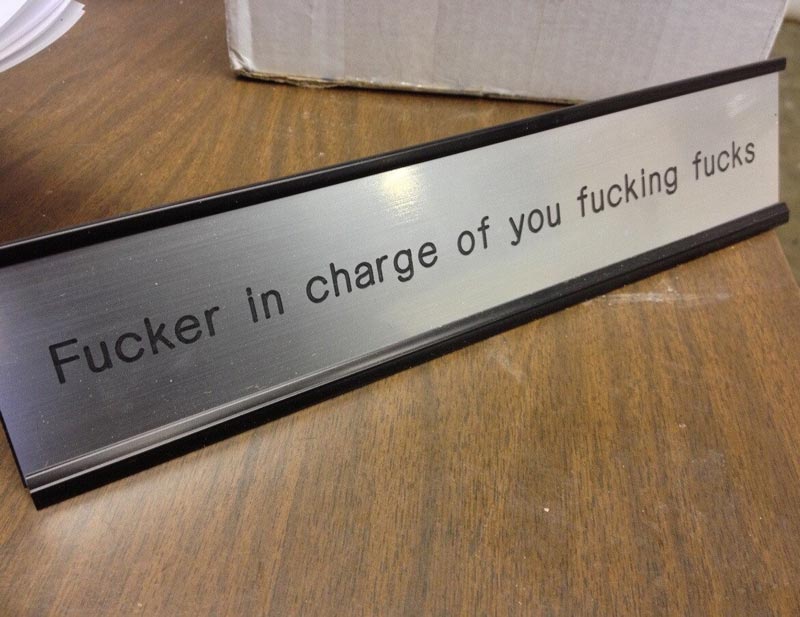 Nameplate on my boss’s desk