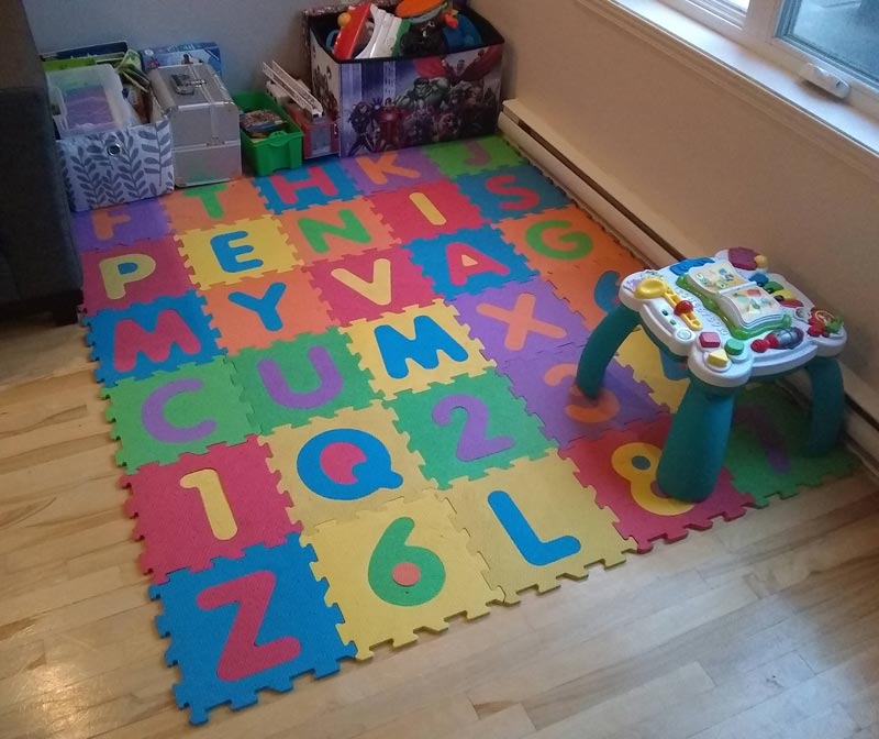 I rearranged the kid's play mat a month ago and the wife still hasn't noticed