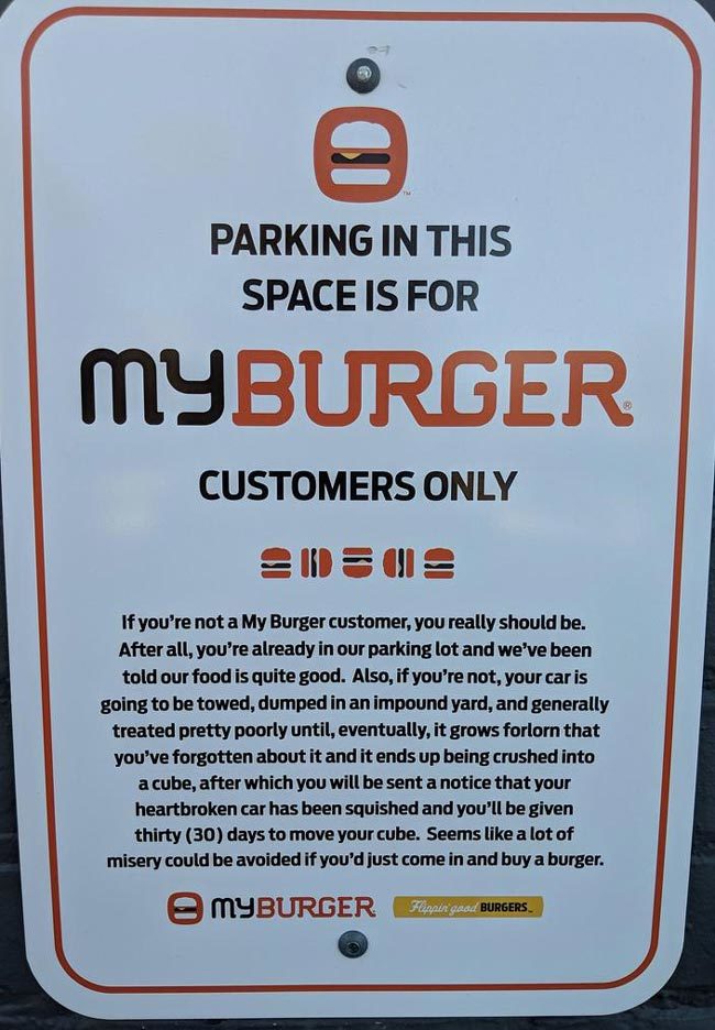 This Parking Sign at a MyBurger