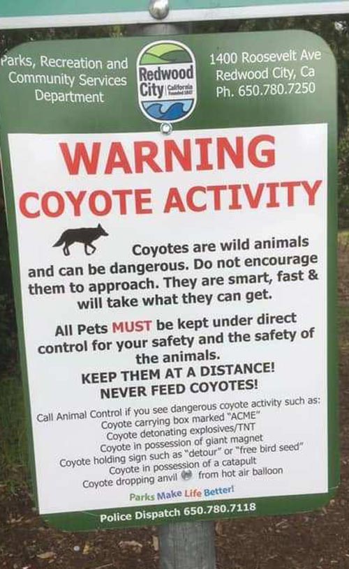 This coyote warning sign