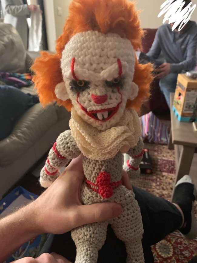 My sister crocheted me a Pennywise doll. I keep it in my drawer when I sleep, obviously