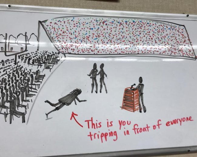 My English teacher drew this for the class a few days before our graduation