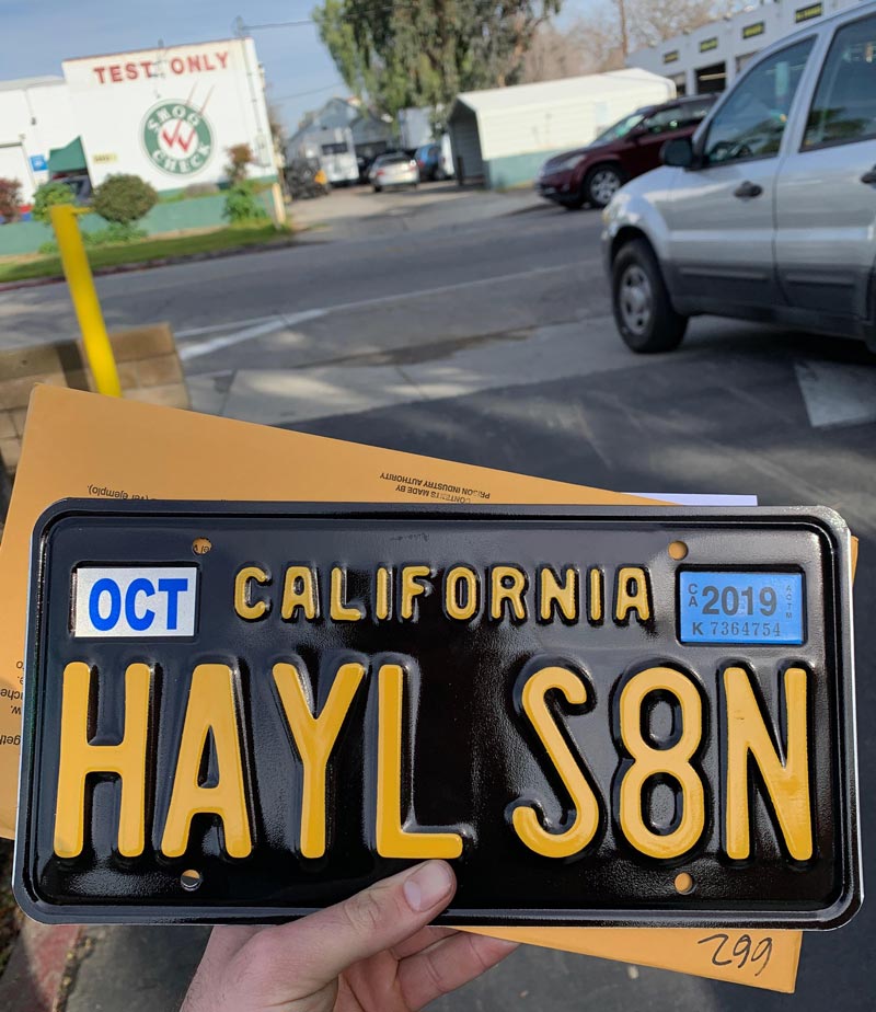 Buddy of mine just picked up his license plate