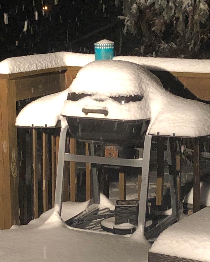My grill sums up my feelings on the snow. I live in Wisconsin