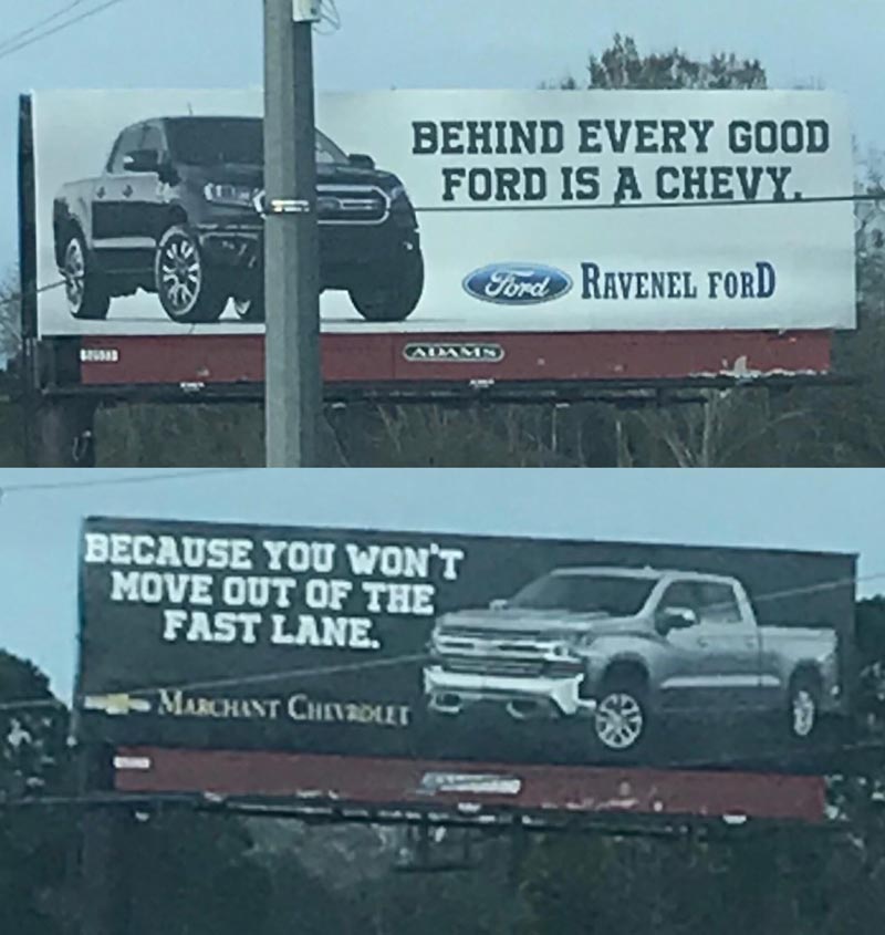 The car dealership billboard shade game is strong outside of Charleston, SC