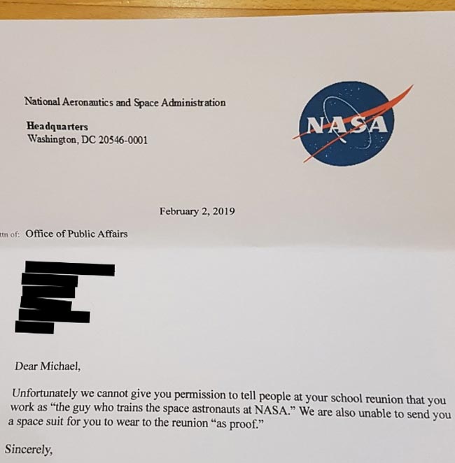 Michael gets declined by NASA