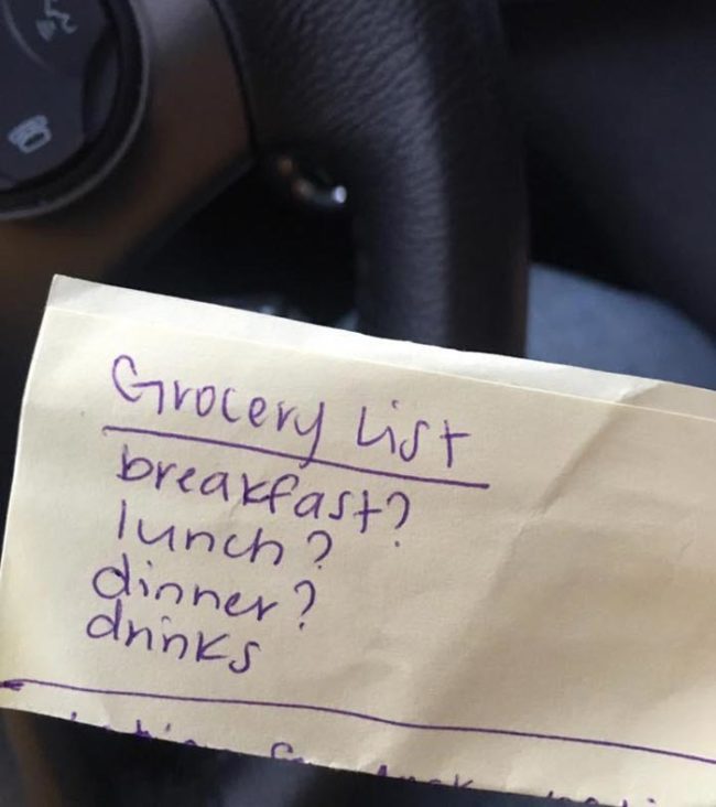 My fiancée makes very detailed grocery lists