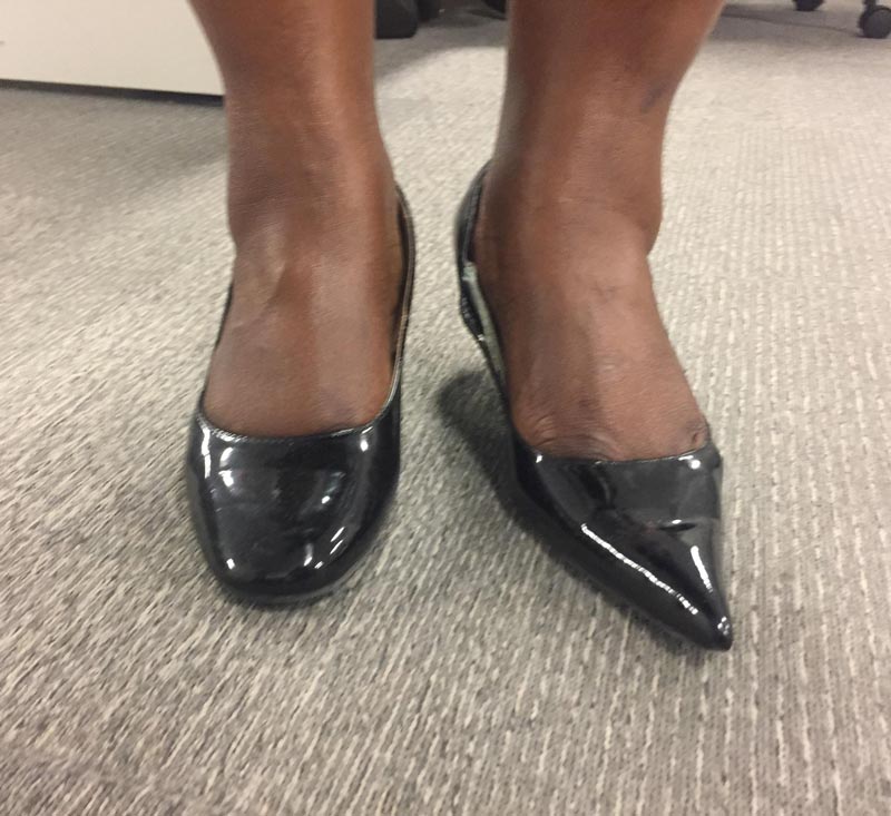 My co-worker wore two different shoes, didn’t notice until she got to the office