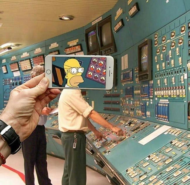At a plant, then suddenly Homer