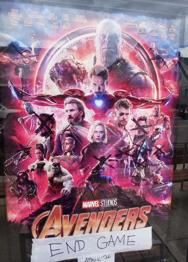 A local theater didn't get their endgame poster, so they improvised