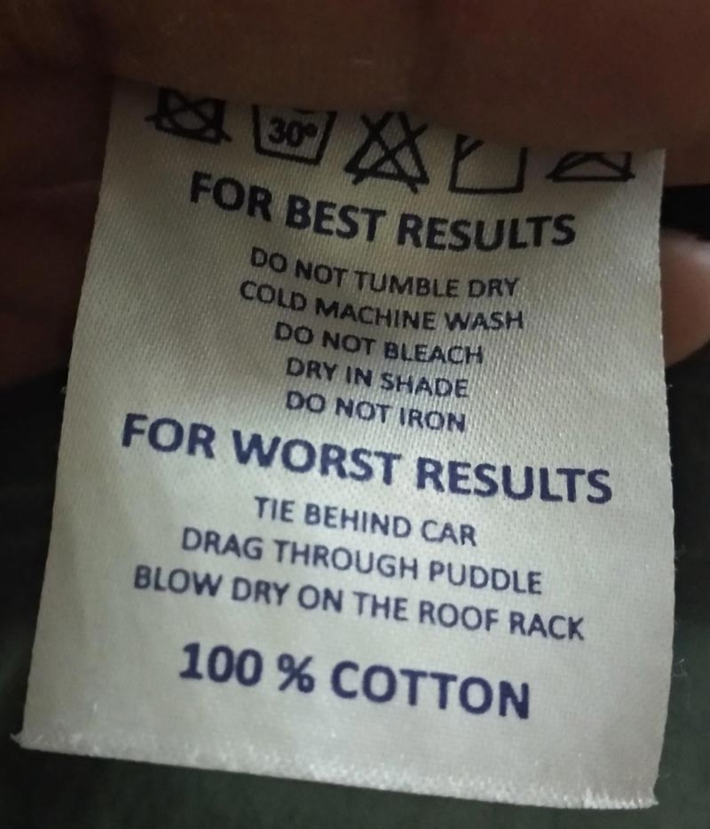 These instructions on my t-shirt