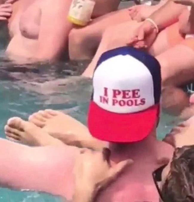 This guy's cap in a pool