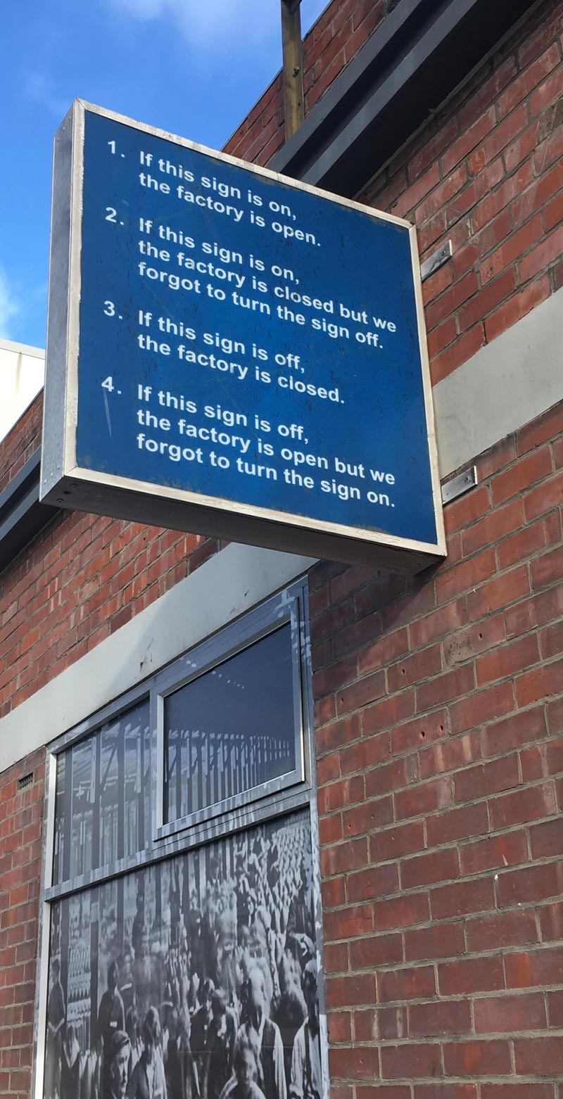 This factory sign in Christchurch