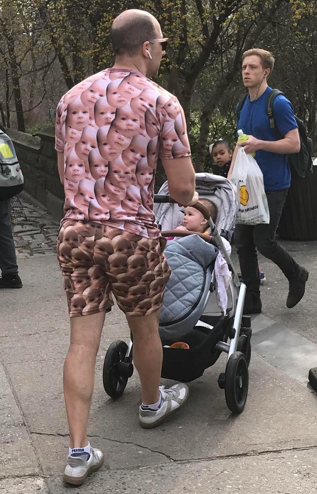 Today in NYC... Yes, that's the actual baby's face