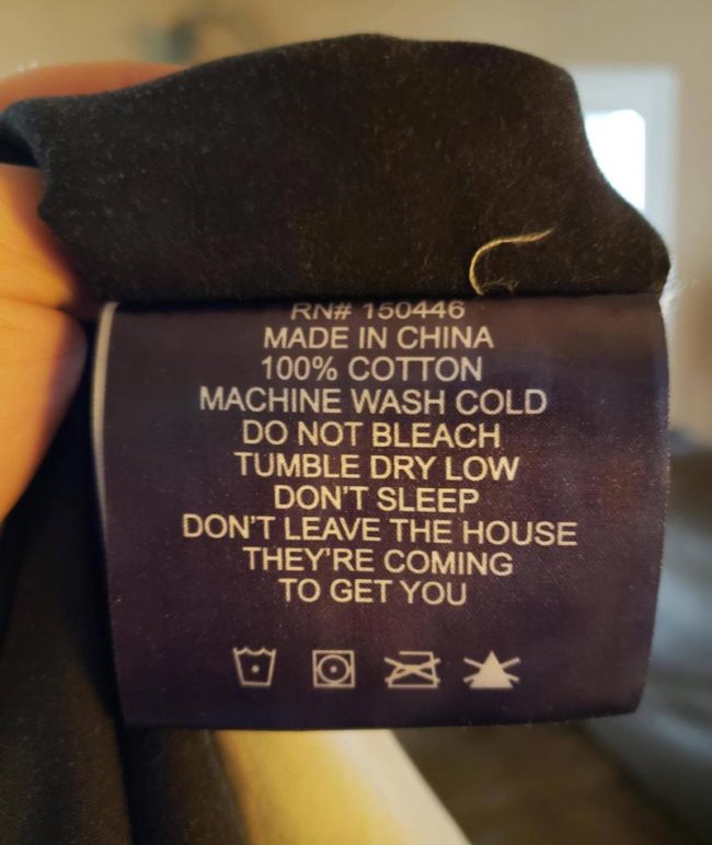 The washing instructions for my new pillowcase