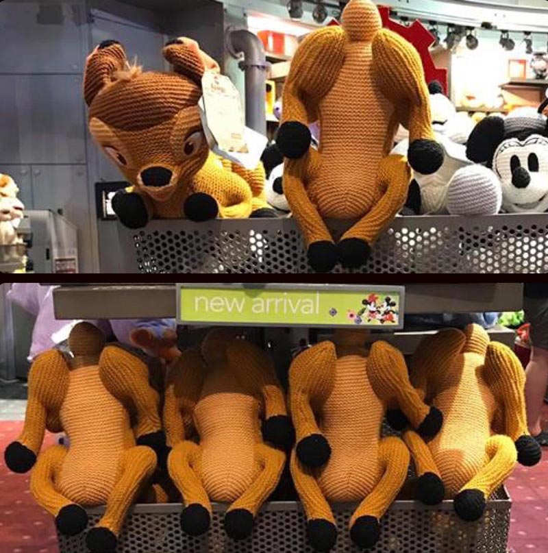 This Bambi plush looks like a thanksgiving turkey from the bottom