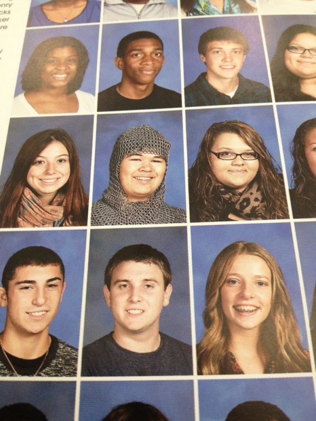 This guy wore chain mail to his school photo