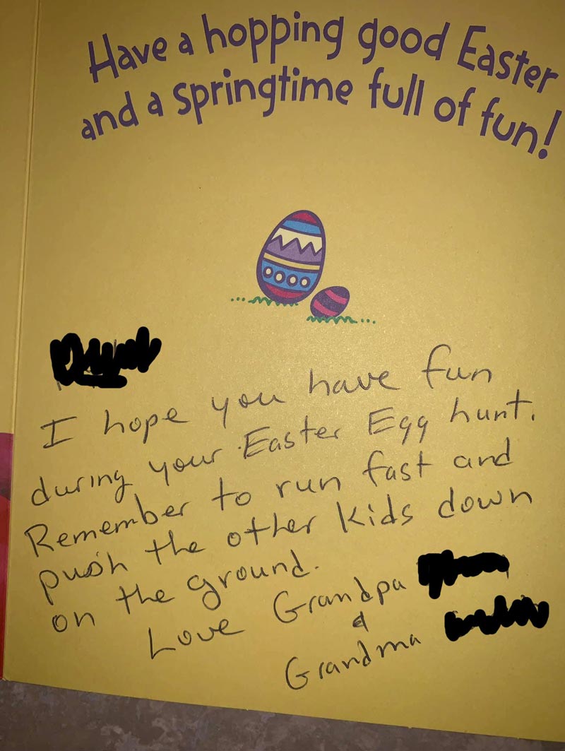 Grandpa's Easter egg hunt advice...