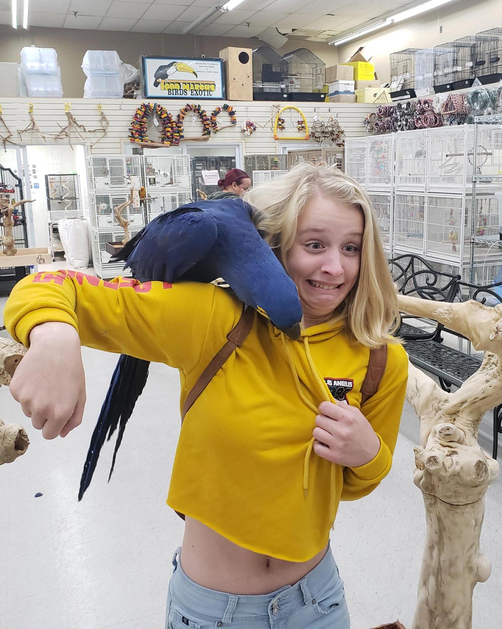 Took my friend to the bird store