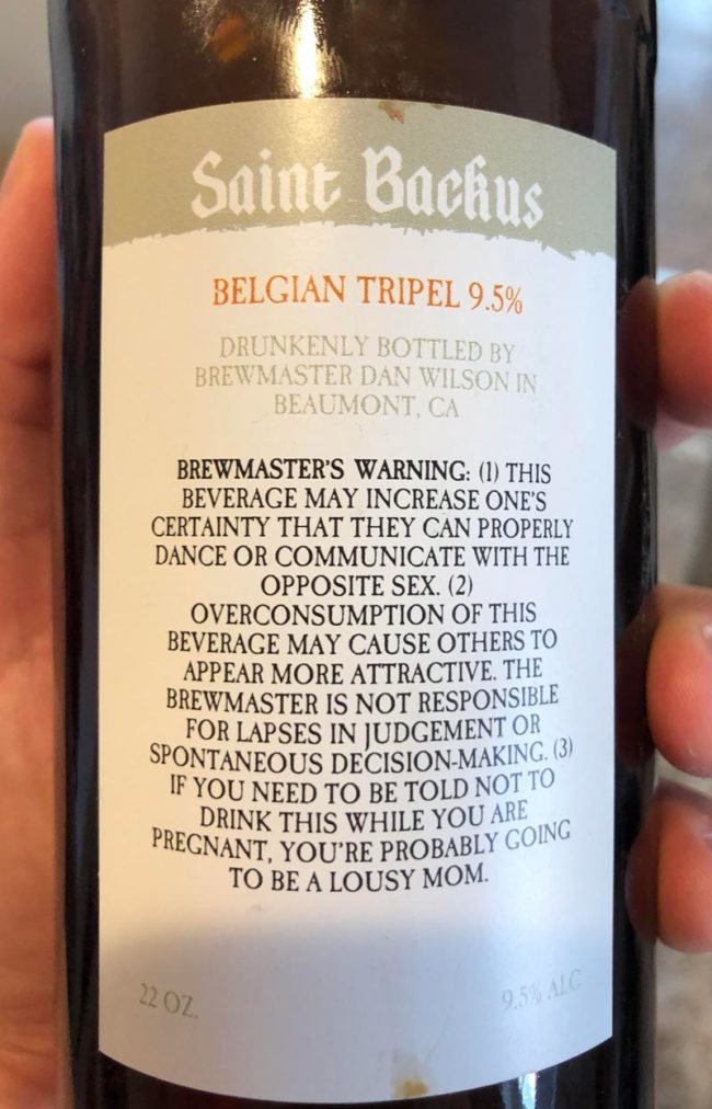 The warning on this beer bottle