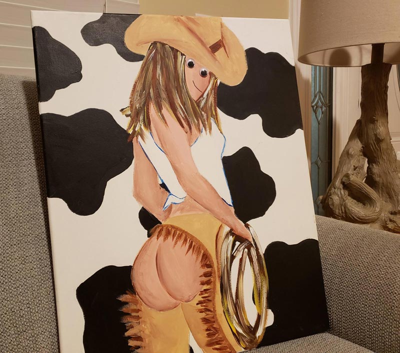 My friend went to one of those events where you drink wine and paint. She didn't finish it, so I did