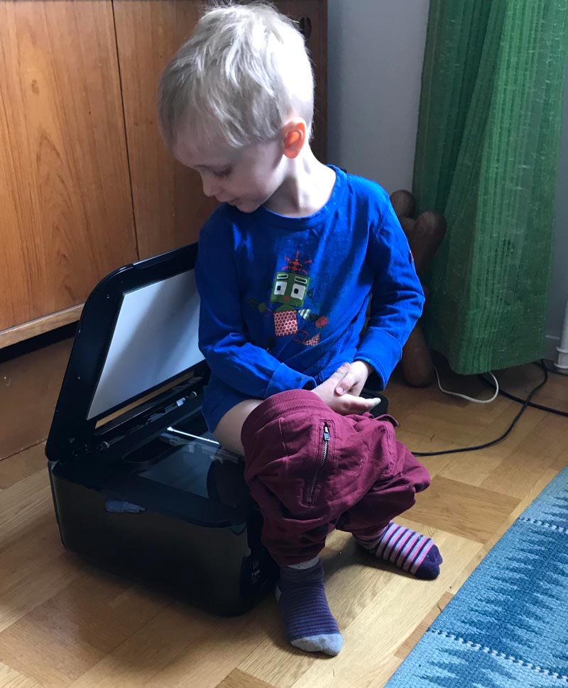 Explain a flatbed scanner to a 3-year-old, and he instantly knows what to scan next!