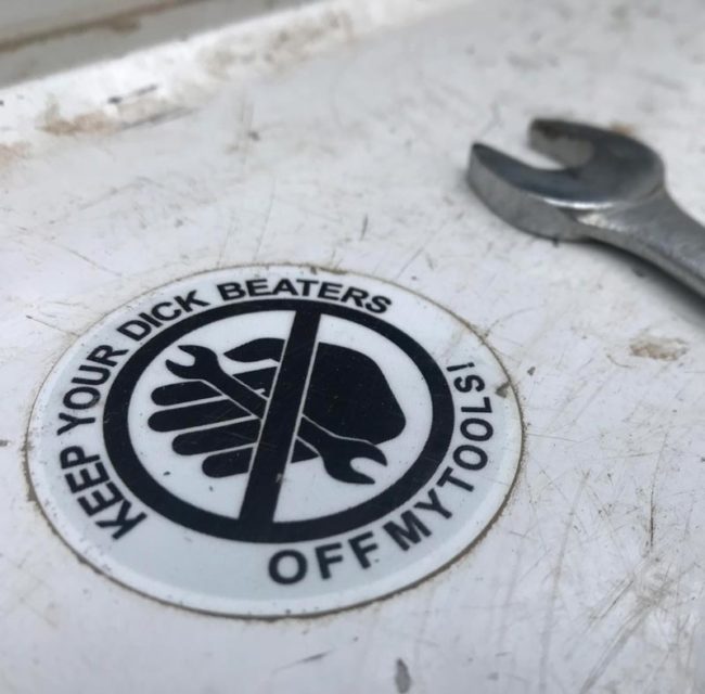 This sticker in a tool box