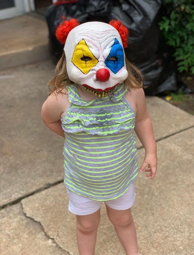 My 3 year old daughter found this mask and refuses to take it off