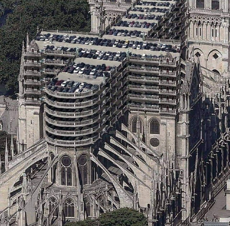 This suggestion I came across for the reconstruction of Notre-Dame