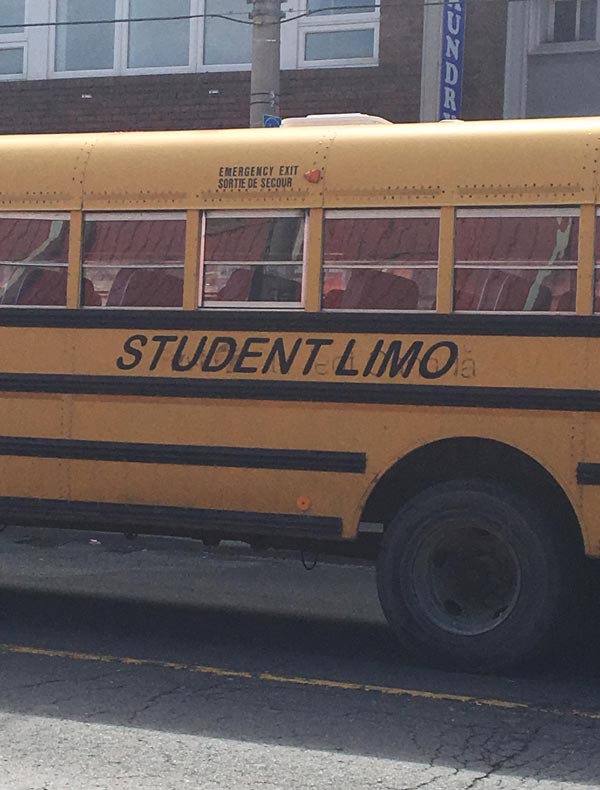 Going to school in a limo