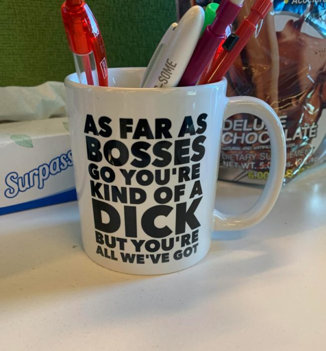 This cup on my co-workers desk