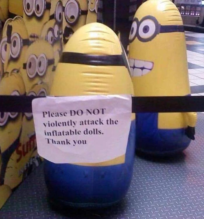 Please limit yourself to mild slapping of the inflatable Minions