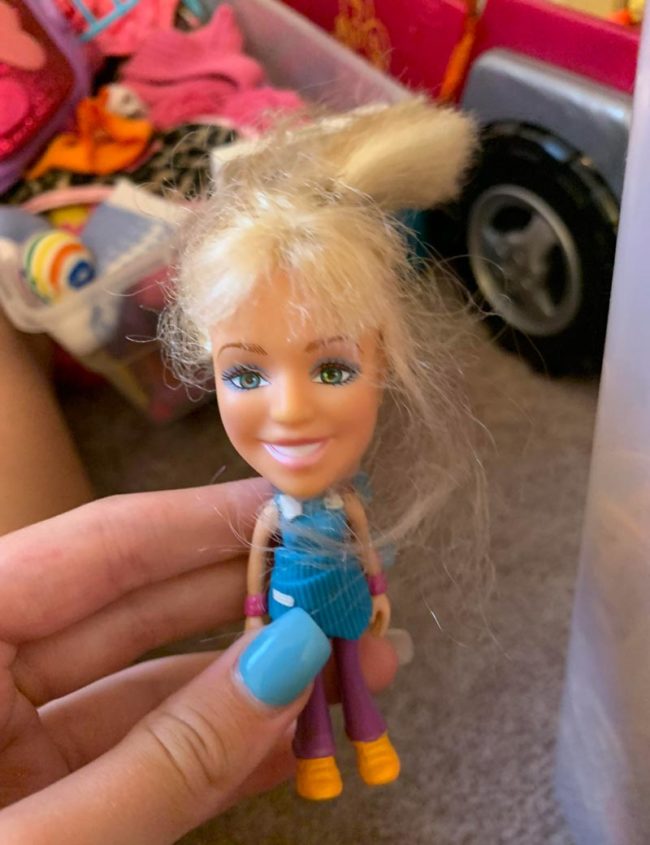 As a kid, I would take heads off Barbie dolls and hot glue them to Polly pocket doll’s bodies