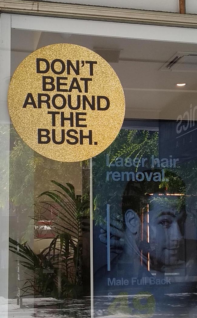Advertising for a laser hair removal clinic